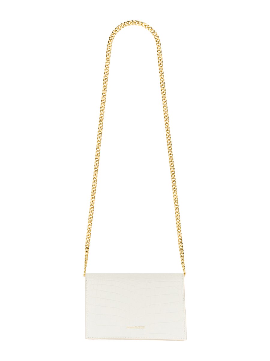 ALEXANDER McQUEEN BORSA MINI SKULL IN PELLE CON STAMPA COCCO