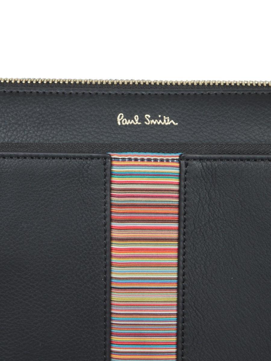 PAUL SMITH BORSA PORTA DOCUMENTI IN PELLE CON DETTAGLIO A RIGHE