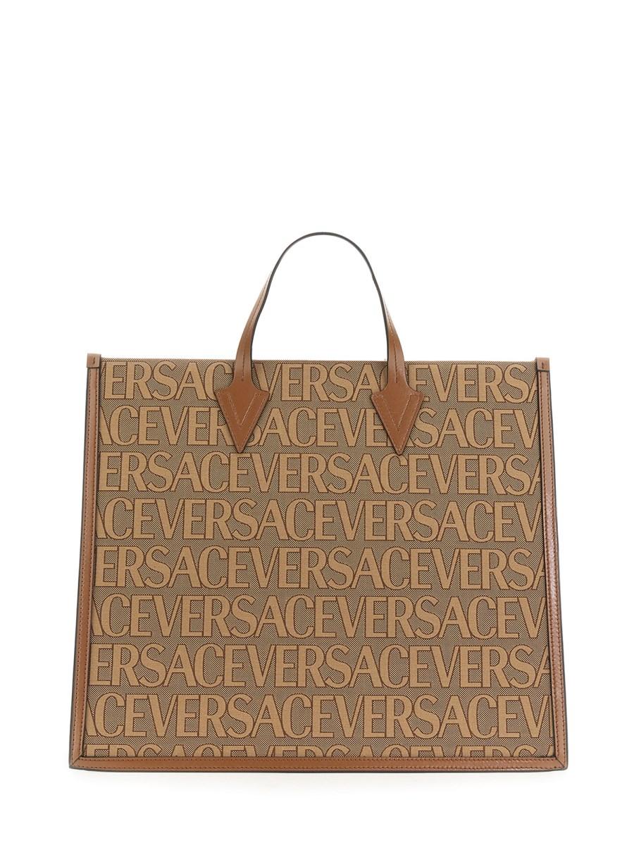VERSACE BORSA SHOPPER CON LOGO ALLOVER IN TELA JACQUARD