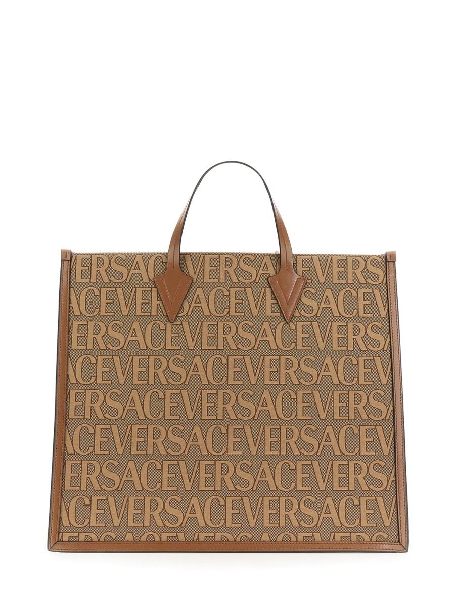 VERSACE BORSA SHOPPER CON LOGO ALLOVER IN TELA JACQUARD