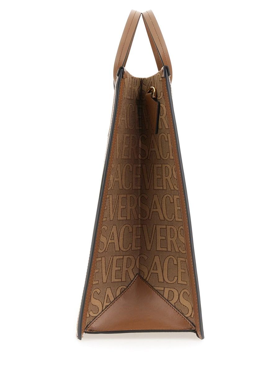 VERSACE BORSA SHOPPER CON LOGO ALLOVER IN TELA JACQUARD