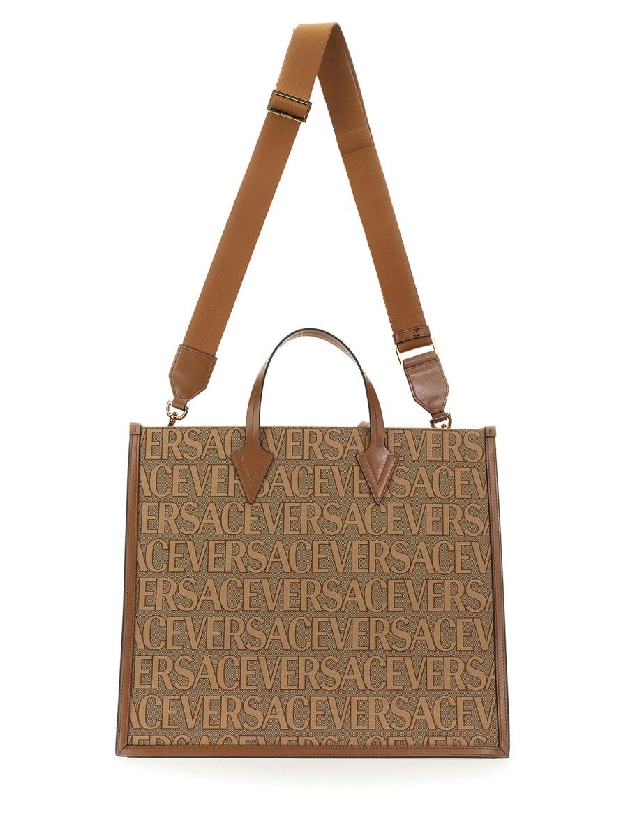 VERSACE BORSA SHOPPER CON LOGO ALLOVER IN TELA JACQUARD
