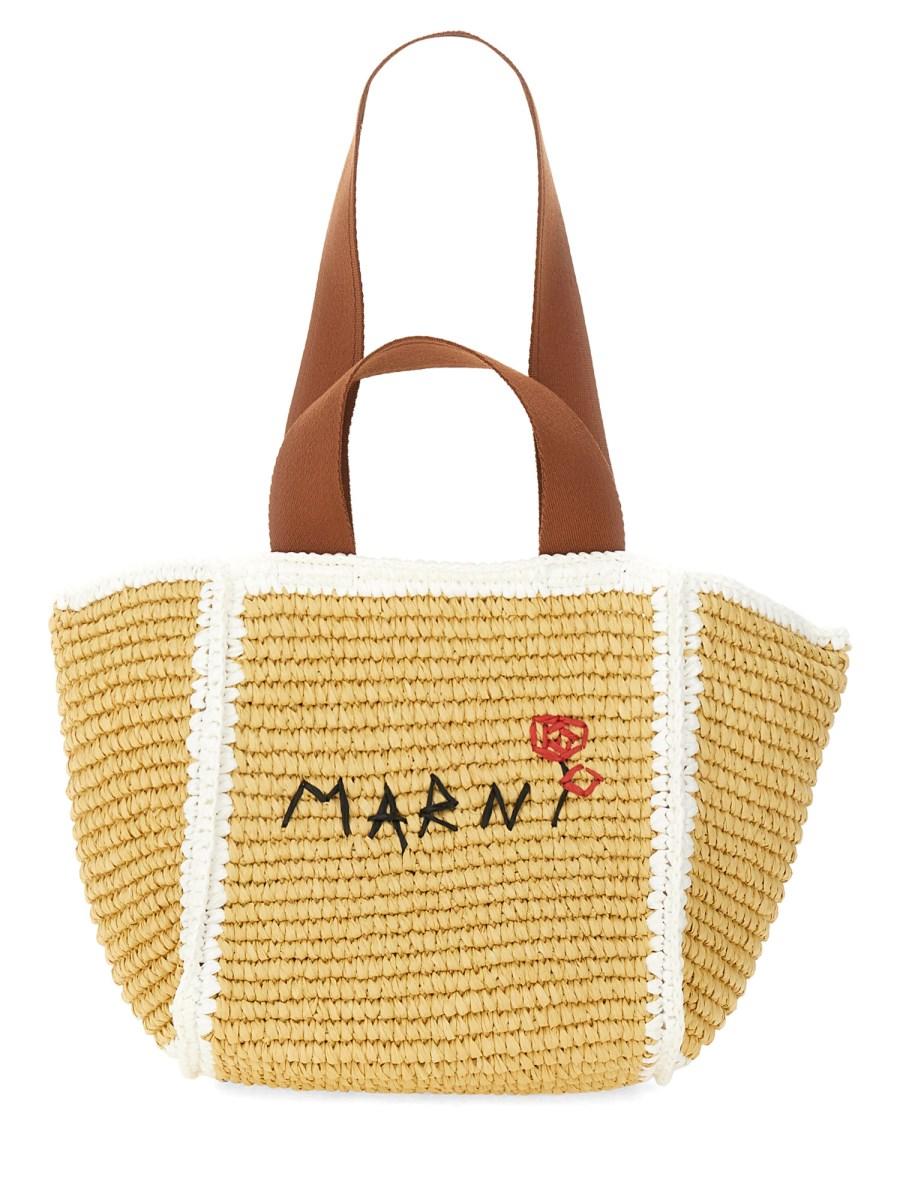MARNI BORSA SHOPPER "SILLO" SMALL IN MAGLIA MACRAME EFFETTO RAFIA