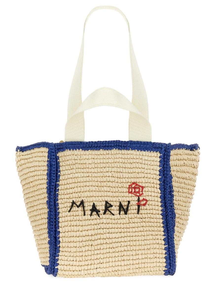 MARNI BORSA SHOPPER "SILLO" SMALL IN MAGLIA MACRAME EFFETTO RAFIA