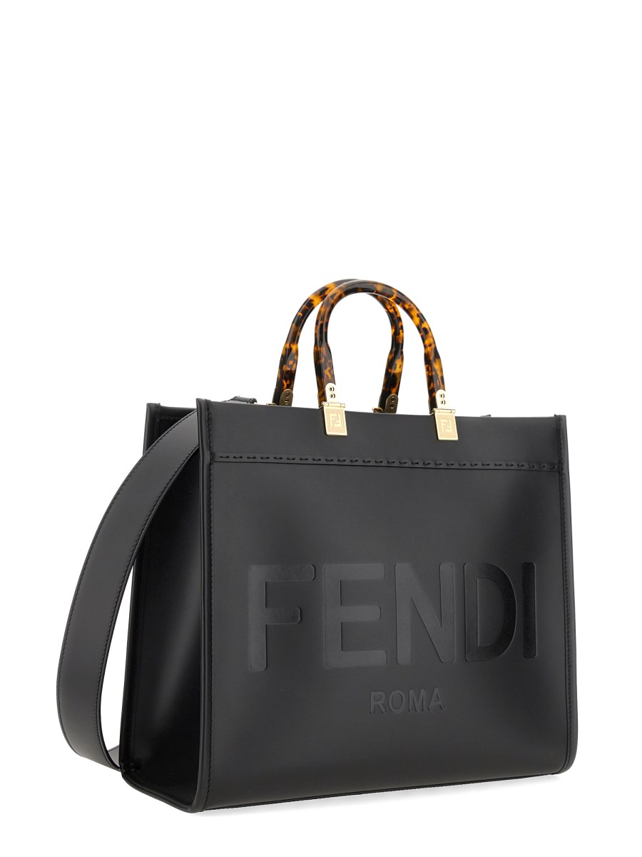 FENDI BORSA SHOPPER SUNSHINE MEDIUM IN PELLE CON STAMPA LOGO