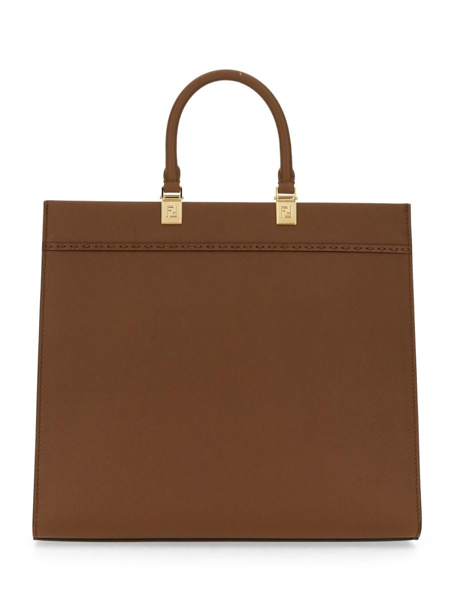 FENDI BORSA SHOPPER SUNSHINE MEDIUM IN PELLE CON STAMPA LOGO