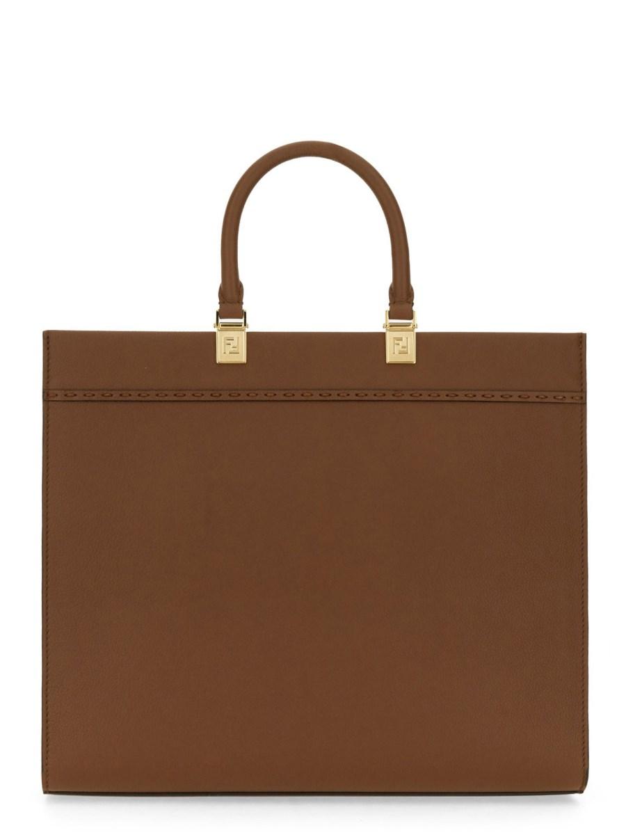 FENDI BORSA SHOPPER SUNSHINE MEDIUM IN PELLE CON STAMPA LOGO