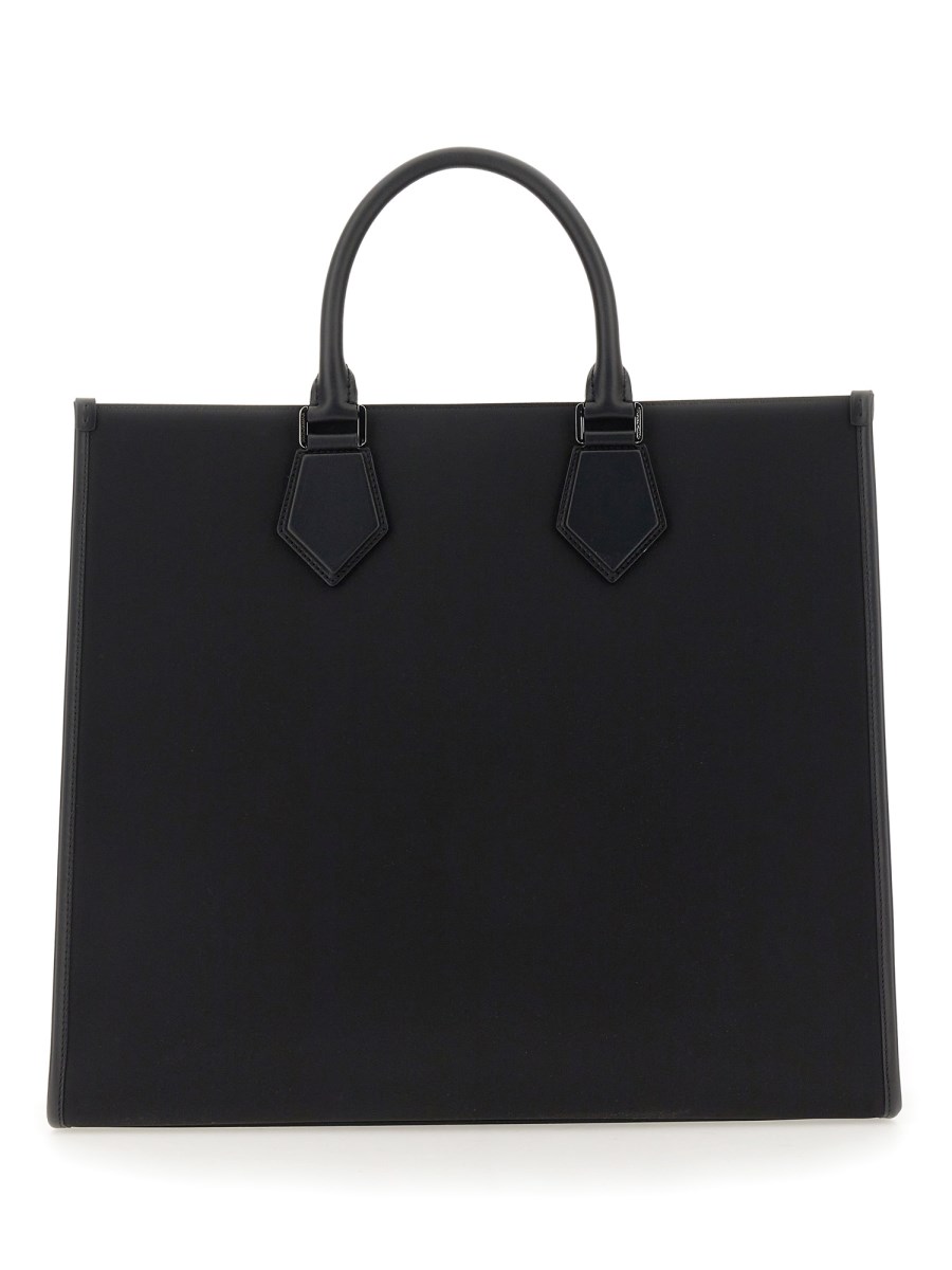 DOLCE & GABBANA BORSA SHOPPING GRANDE IN NYLON CON LOGO GOMMATO