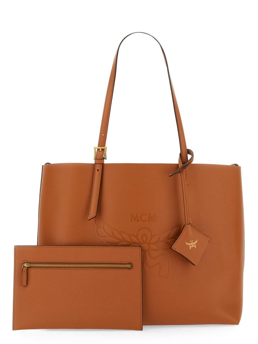 MCM BORSA SHOPPING "HIMMEL" MEDIUM IN PELLE CON LOGO IN RILIEVO