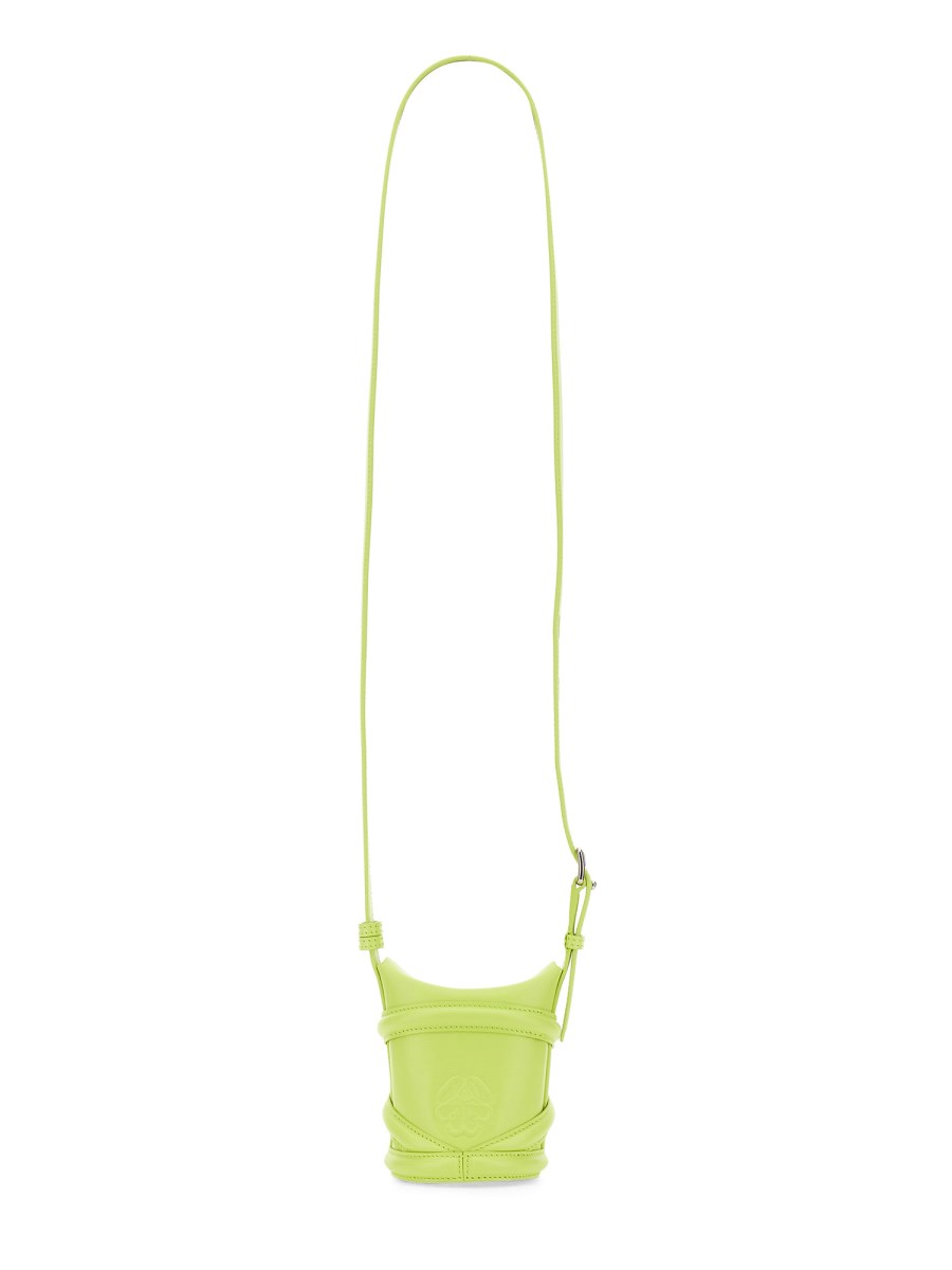 ALEXANDER McQUEEN BORSA "THE CURVE" MINI IN PELLE SPAZZOLATA