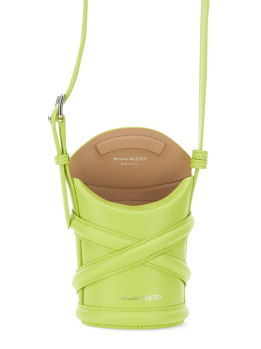 ALEXANDER McQUEEN BORSA "THE CURVE" MINI IN PELLE SPAZZOLATA