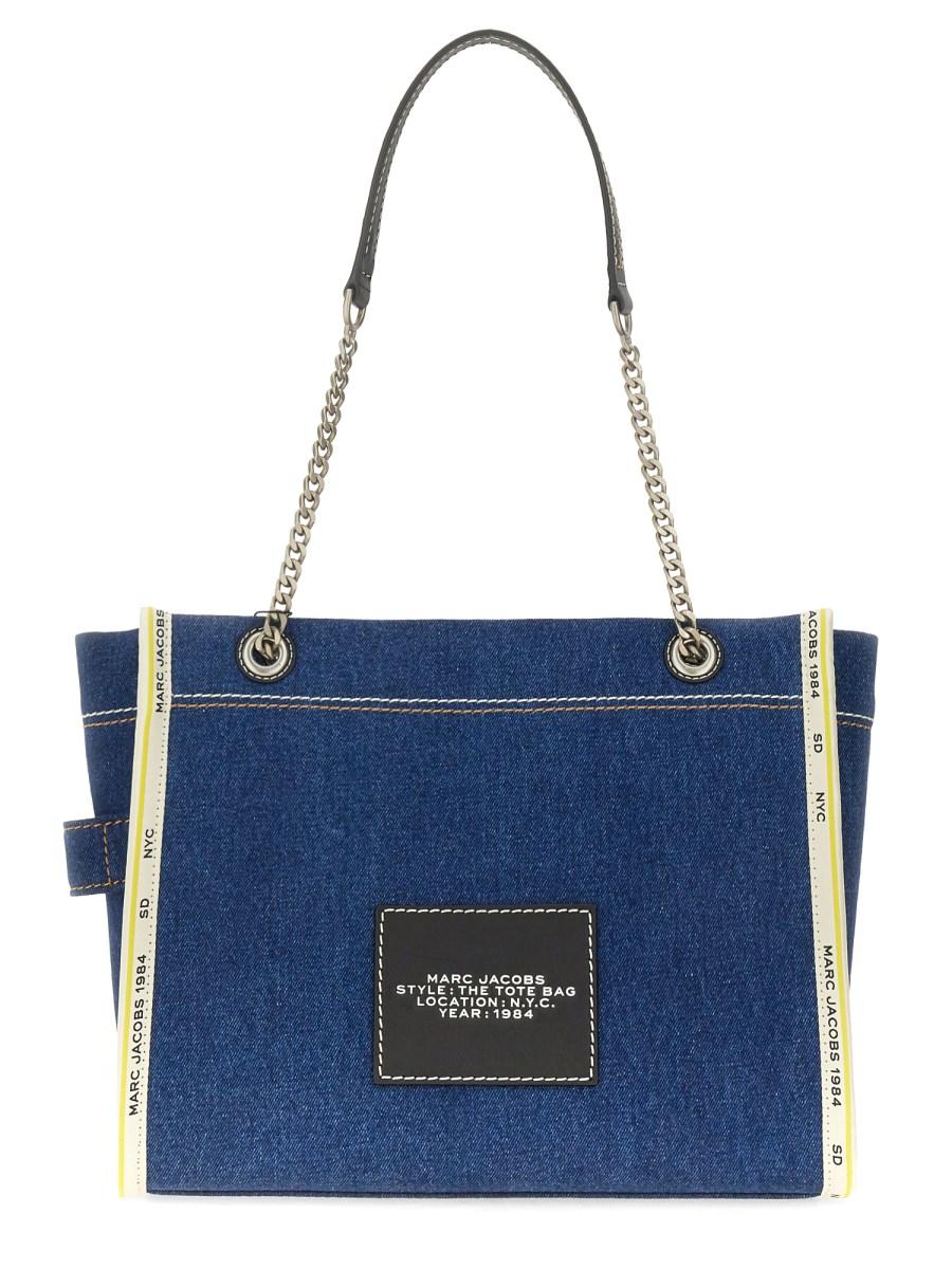 MARC JACOBS BORSA THE TOTE MEDIUM CON CATENA IN DENIM