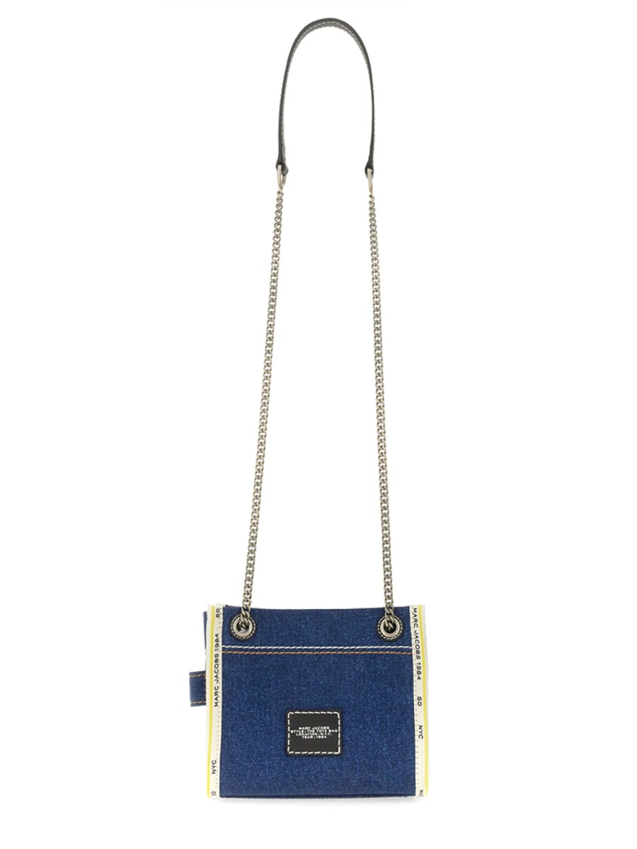 MARC JACOBS BORSA THE TOTE MINI IN DENIM CON CATENA