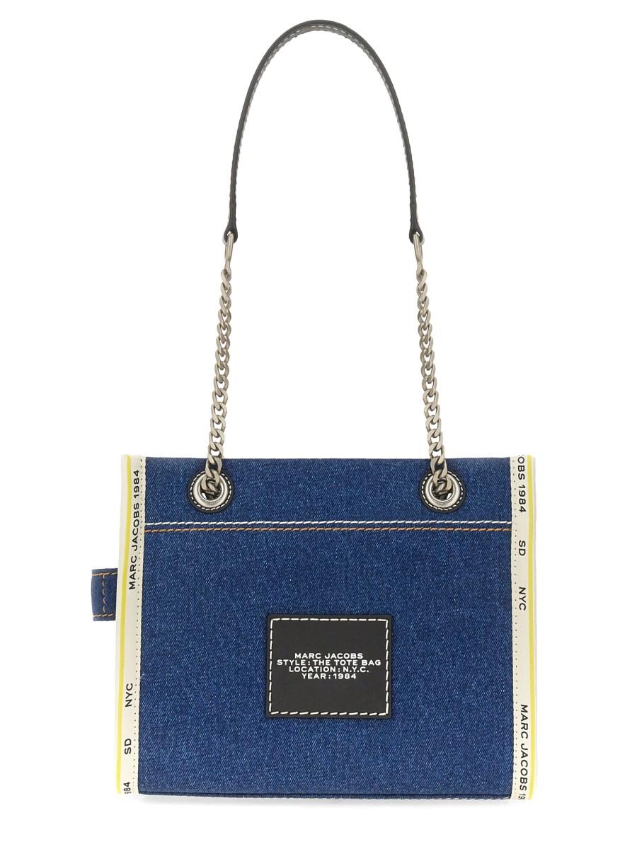 MARC JACOBS BORSA THE TOTE SMALL IN DENIM CON CATENA
