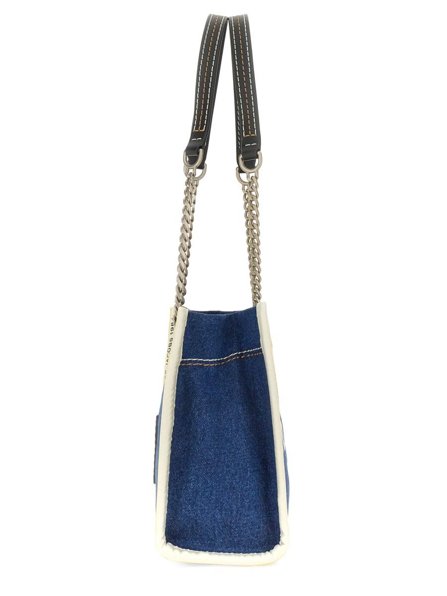 MARC JACOBS BORSA THE TOTE SMALL IN DENIM CON CATENA