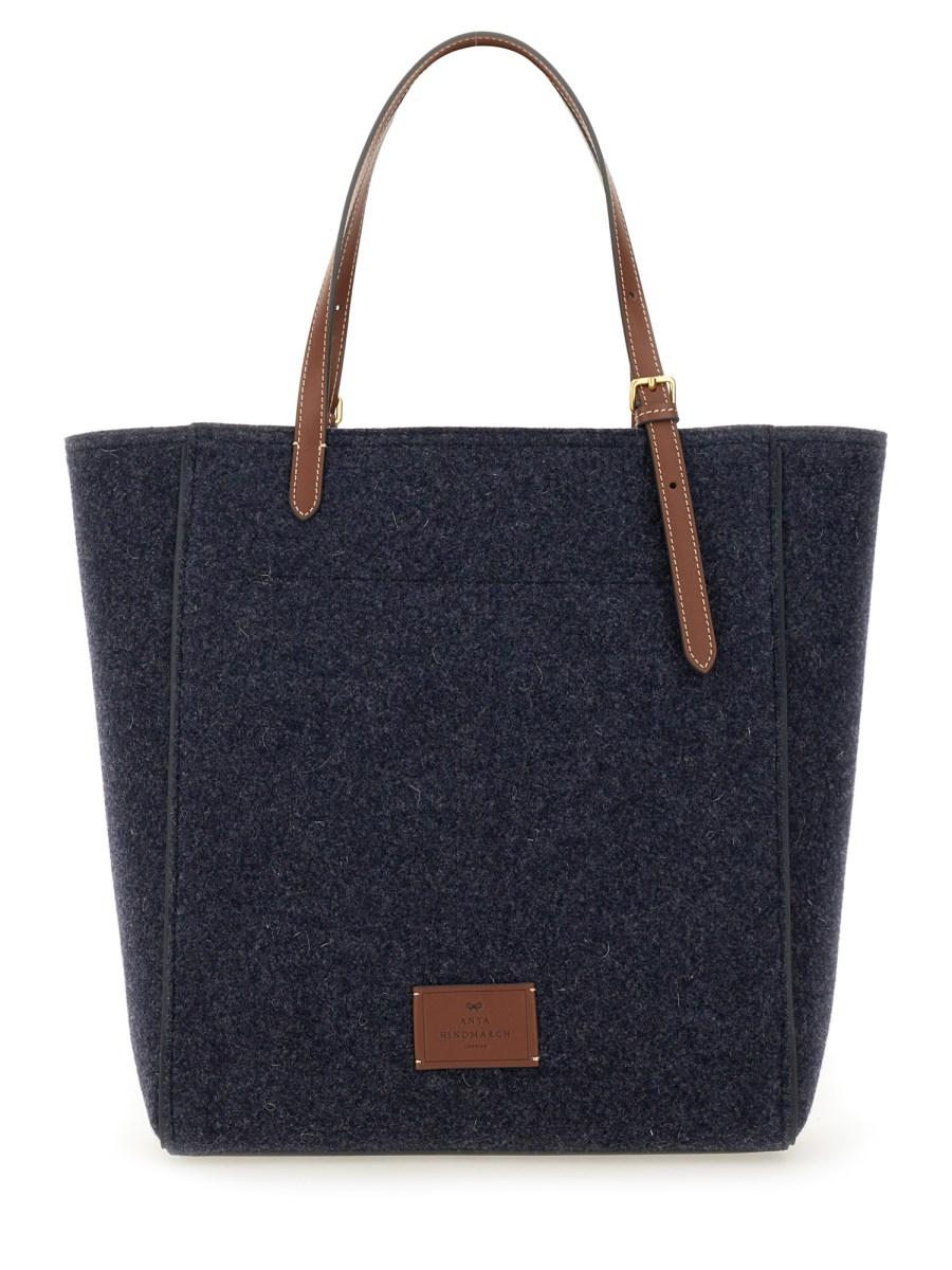 ANYA HINDMARCH BORSA TOTE "EYES" SMALL IN FELTRO DI LANA RICICLATO