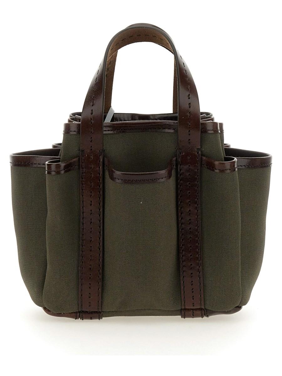 MAX MARA BORSA TOTE "GIARDINIERA" MINI IN CANVAS E PELLE