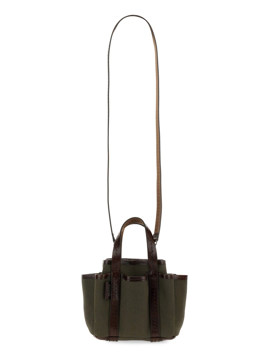 MAX MARA BORSA TOTE "GIARDINIERA" MINI IN CANVAS E PELLE