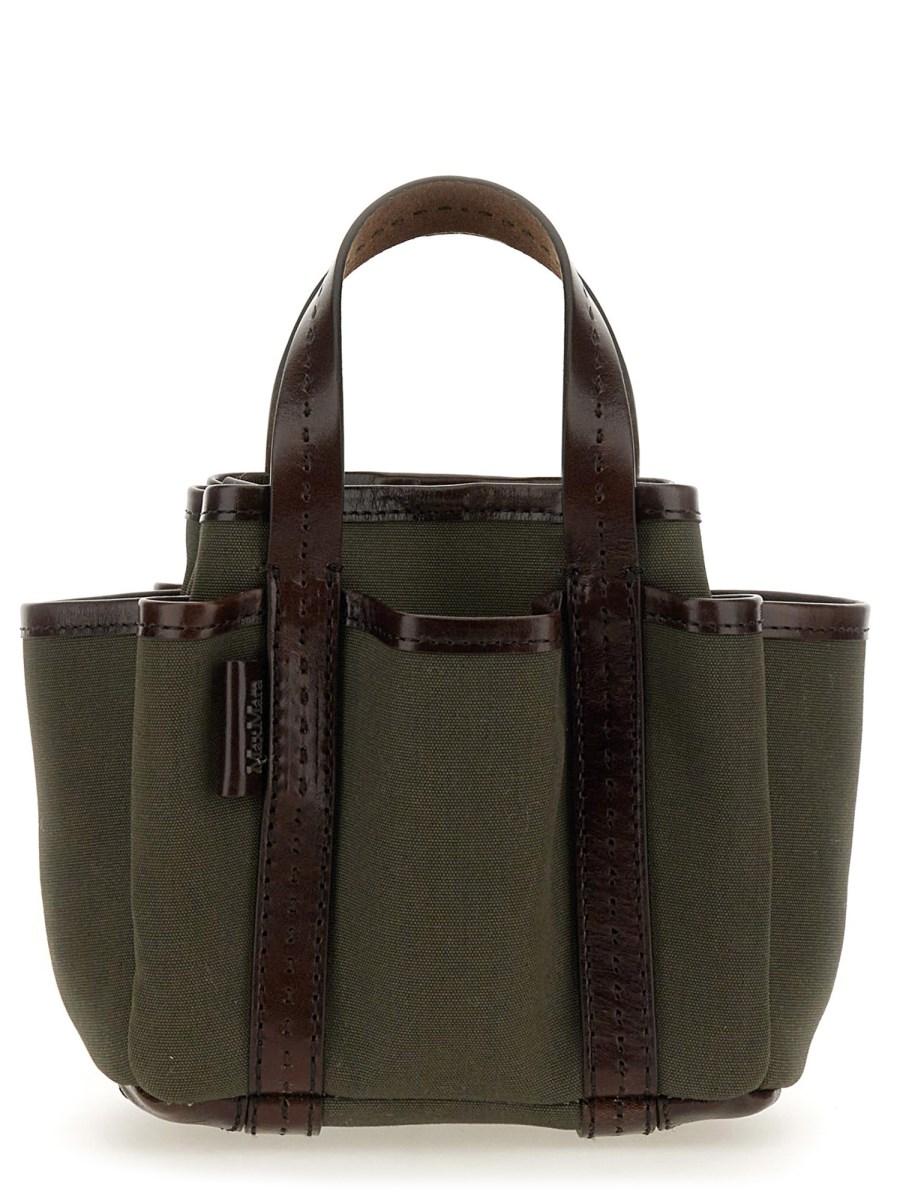 MAX MARA BORSA TOTE "GIARDINIERA" MINI IN CANVAS E PELLE