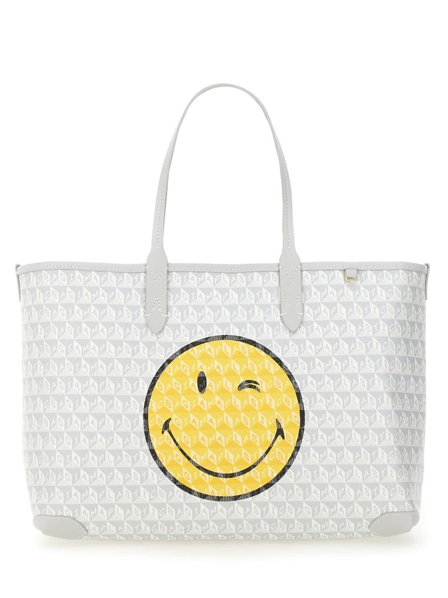 ANYA HINDMARCH BORSA TOTE "I AM A PLASTIC BAG WINK" SMALL CON ZIP