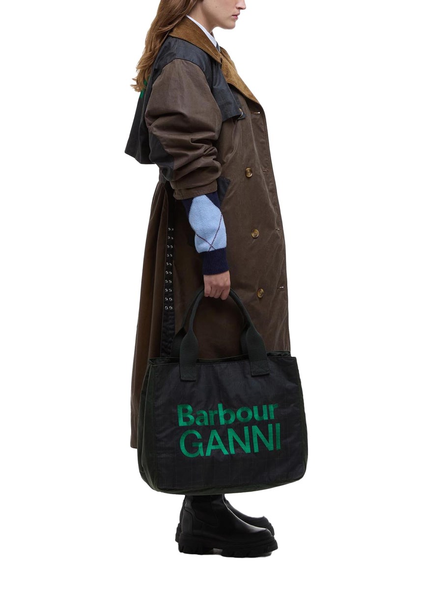 BARBOUR X GANNI BORSA TOTE IN COTONE CERATO BARBOUR X GANNI
