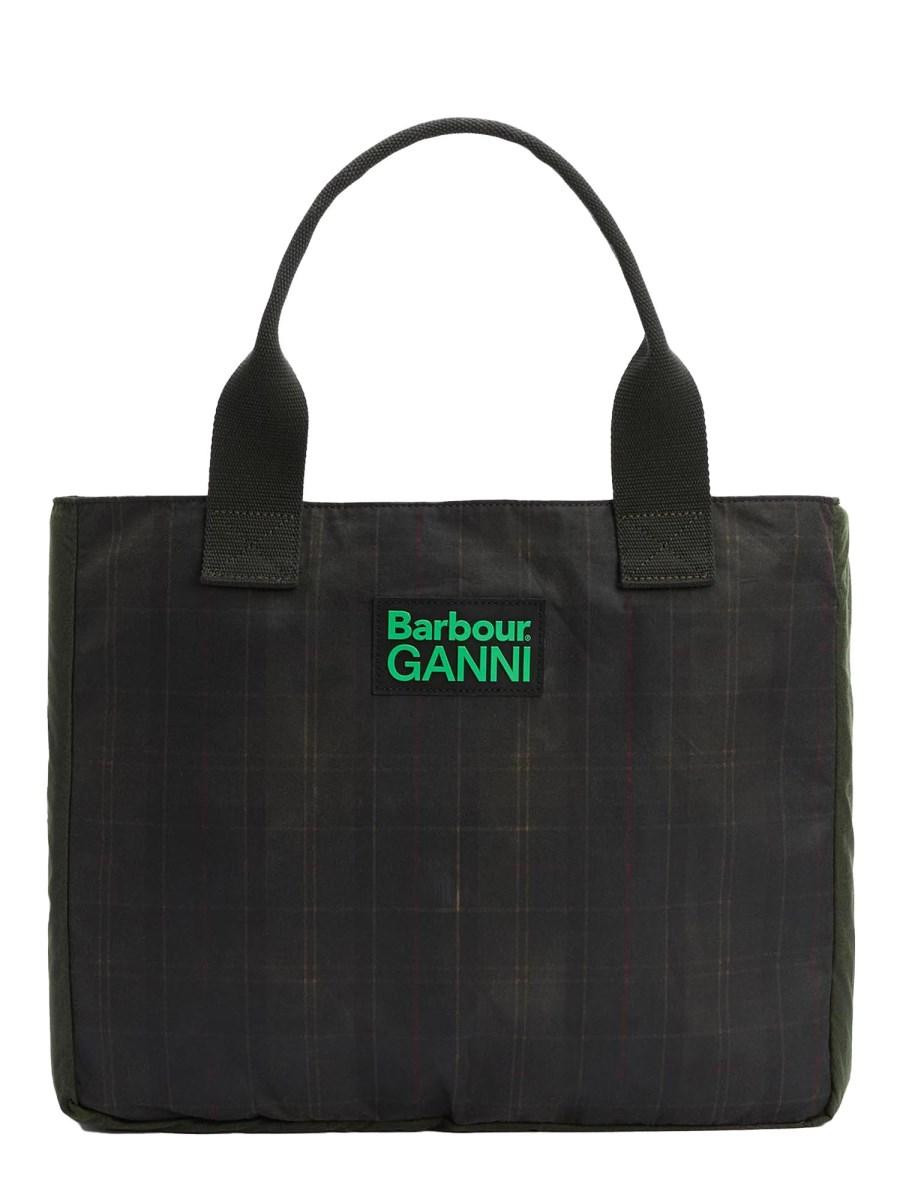 BARBOUR X GANNI BORSA TOTE IN COTONE CERATO BARBOUR X GANNI