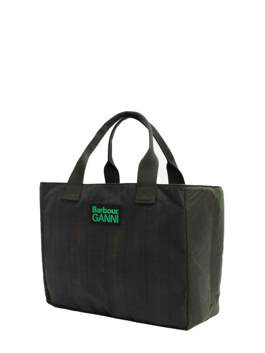 BARBOUR X GANNI BORSA TOTE IN COTONE CERATO BARBOUR X GANNI