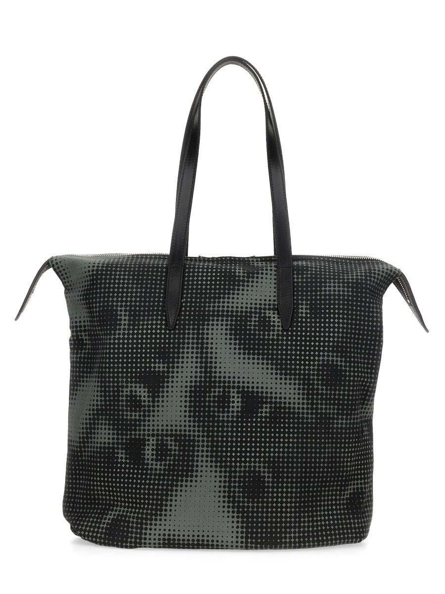 DRIES VAN NOTEN BORSA TOTE IN DENIM DI COTONE STAMPATO CON DETTAGLI IN PELLE