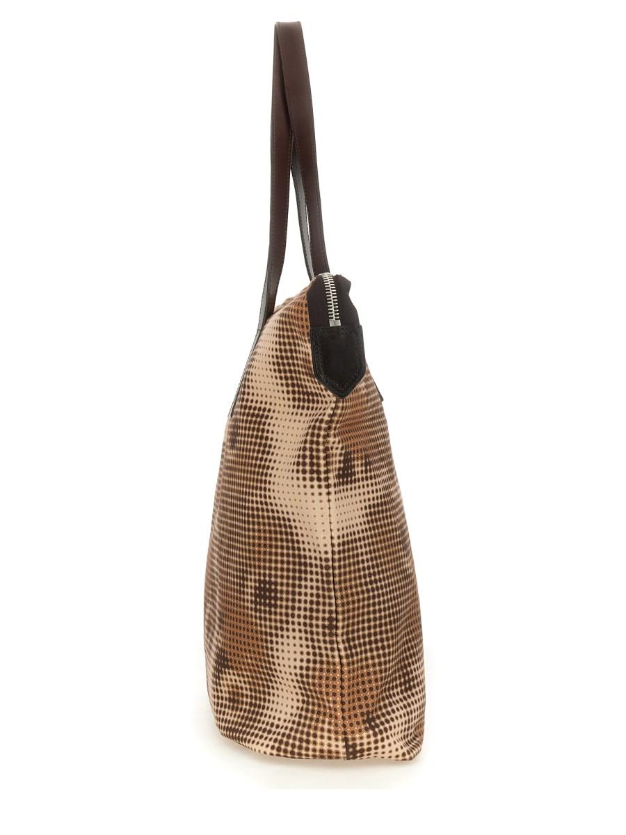 DRIES VAN NOTEN BORSA TOTE IN DENIM DI COTONE STAMPATO CON DETTAGLI IN PELLE