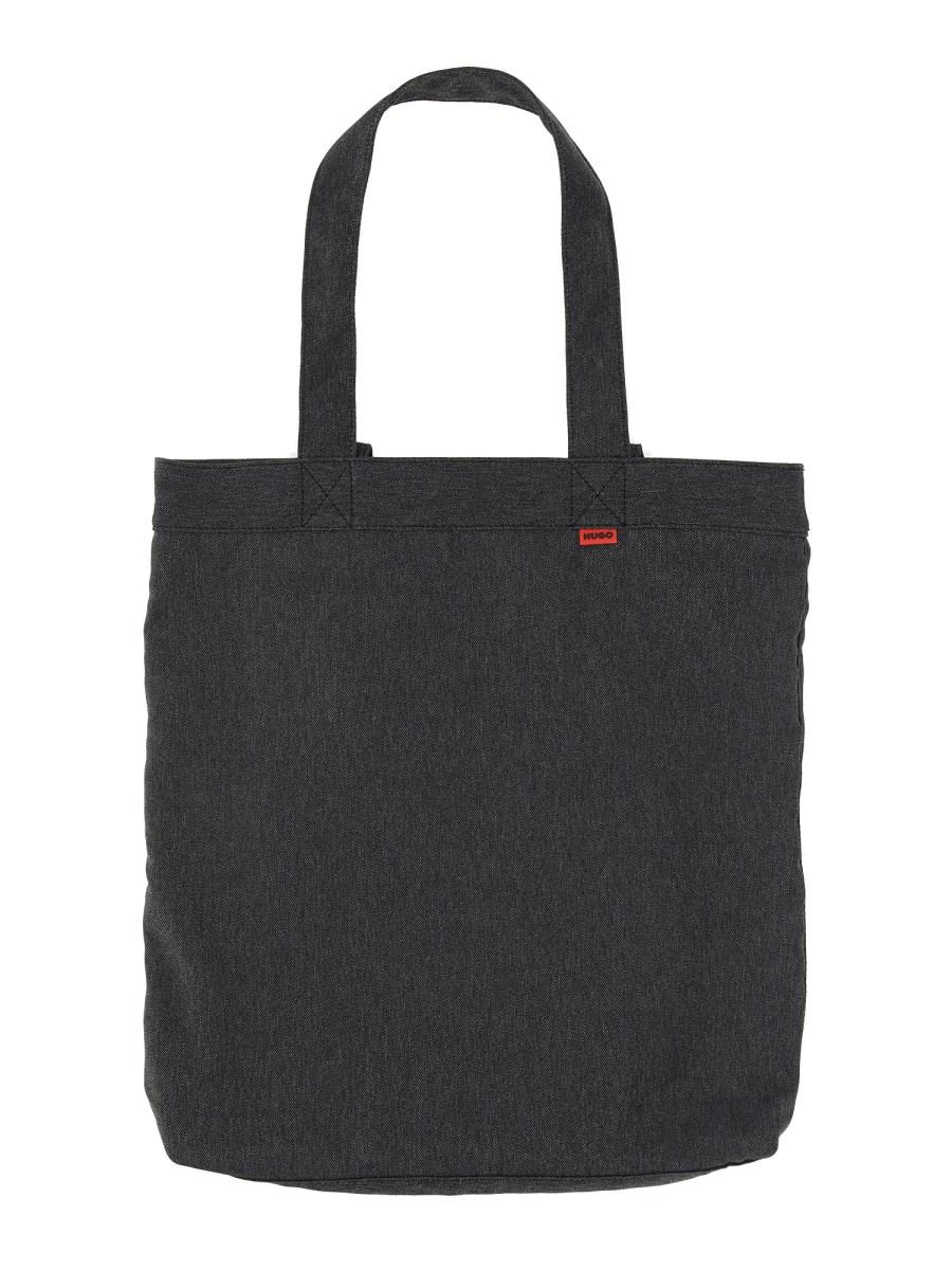 HUGO BORSA TOTE IN MISTO COTONE CON LOGO SCOMPOSTO STILE GRAFFITI