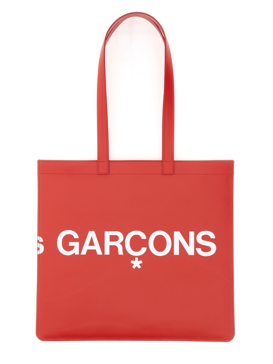COMME DES GARCONS WALLET BORSA TOTE IN PELLE HUGE LOGO