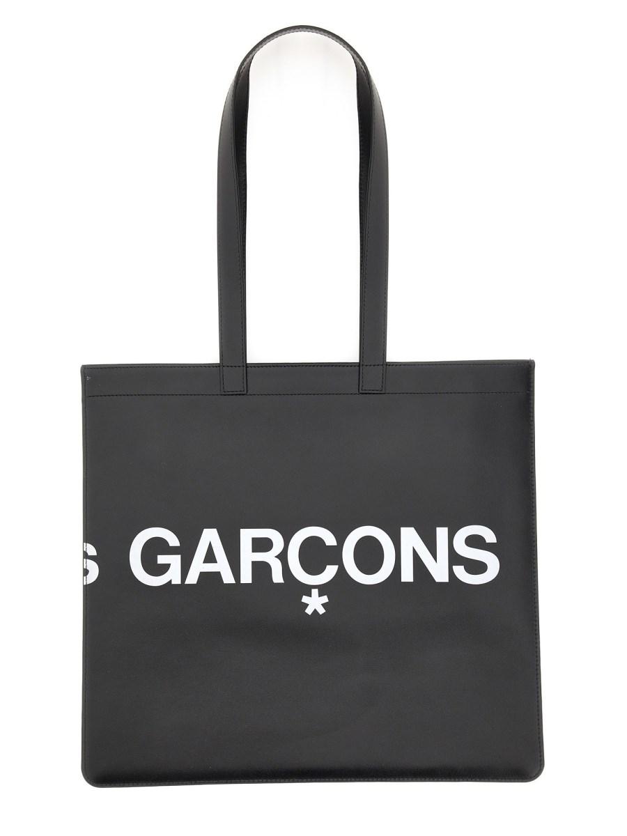 COMME DES GARCONS WALLET BORSA TOTE IN PELLE HUGE LOGO