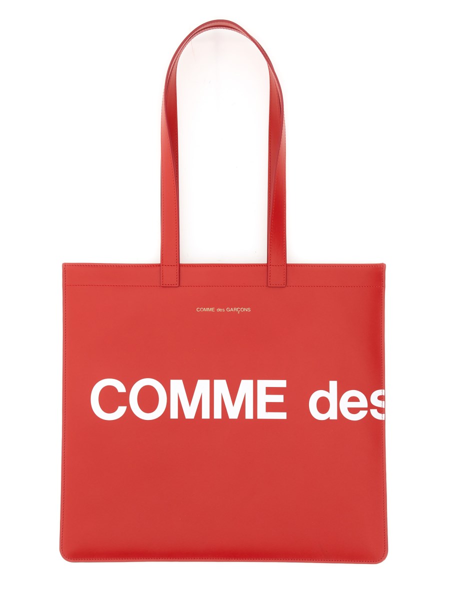 COMME DES GARCONS WALLET BORSA TOTE IN PELLE HUGE LOGO