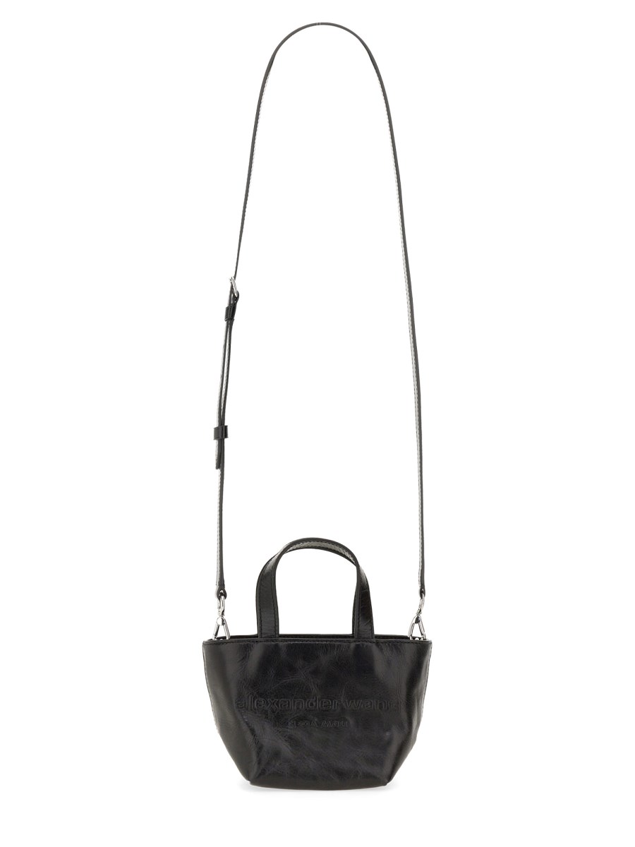 ALEXANDER WANG BORSA TOTE PUNCH MINI IN PELLE VERNICIATA CRAQUELÈ