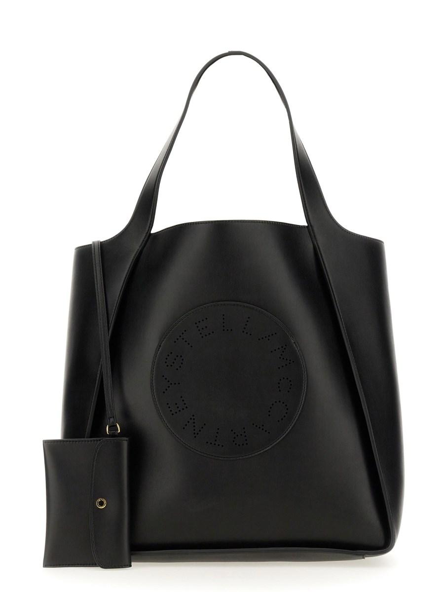 STELLA McCARTNEY BORSA TOTE QUADRATA CON LOGO IN ALTER NAPPA