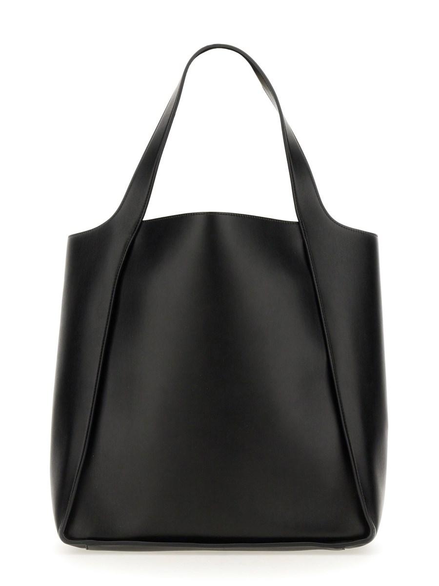 STELLA McCARTNEY BORSA TOTE QUADRATA CON LOGO IN ALTER NAPPA