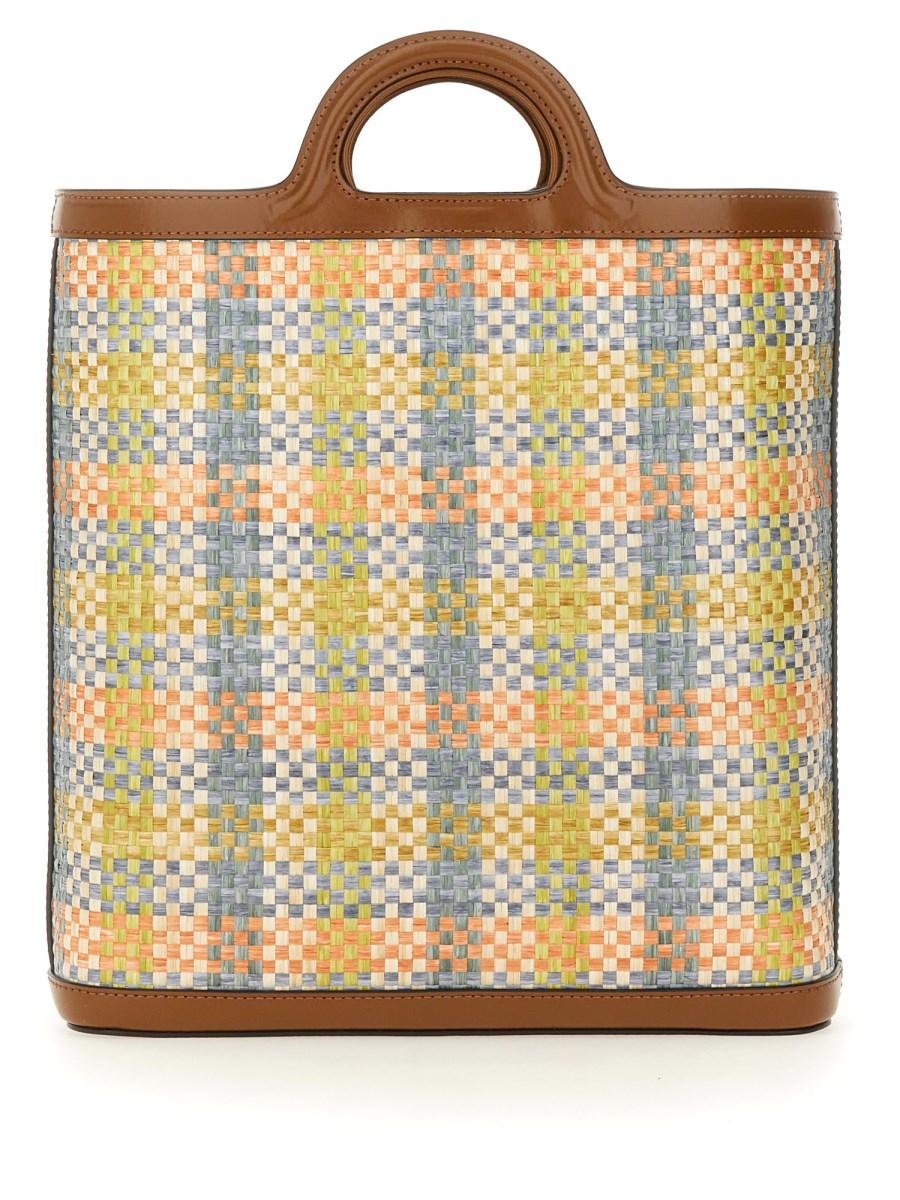 MARNI BORSA TROPICALIA IN TESSUTO EFFETO RAFIA A QUADRI