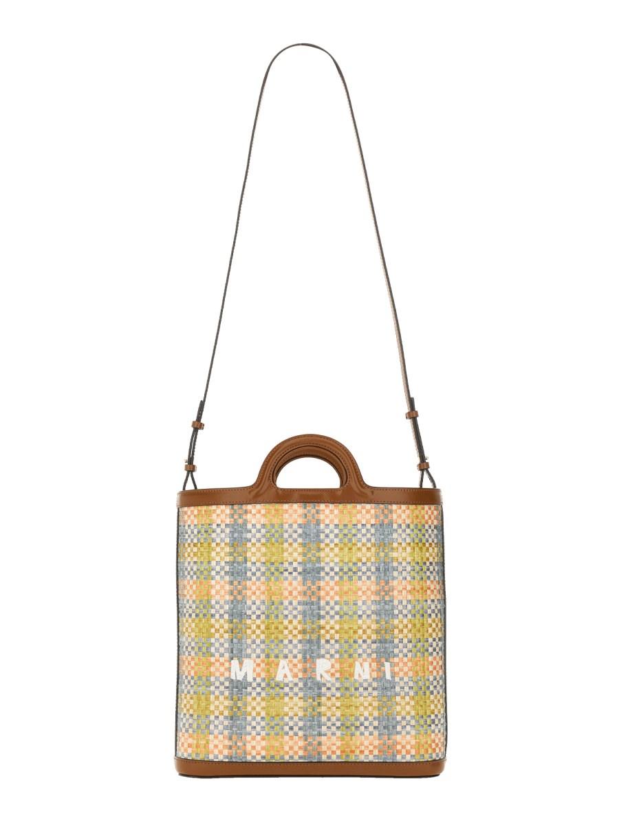 MARNI BORSA TROPICALIA IN TESSUTO EFFETO RAFIA A QUADRI