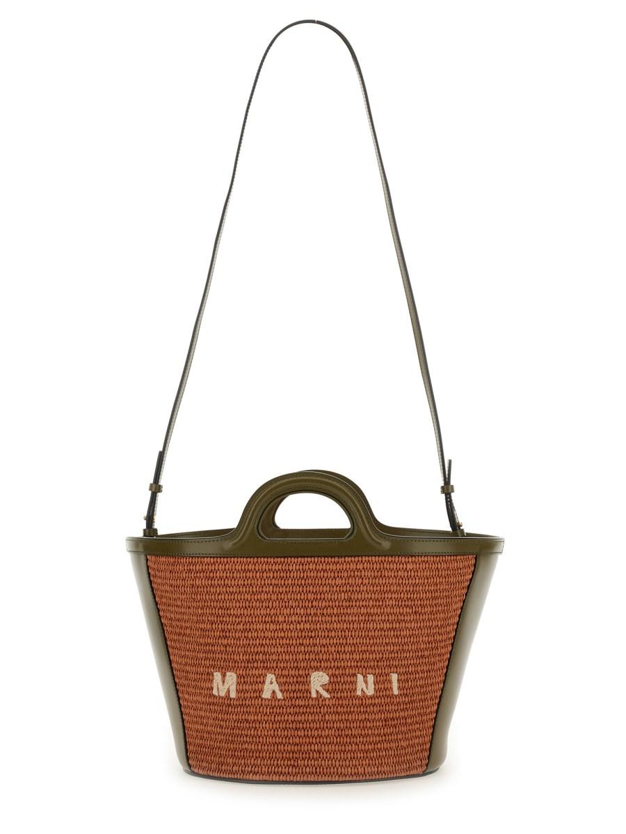 MARNI BORSA TROPICALIA PICCOLA IN PELLE E TESSUTO EFFETO RAFIA