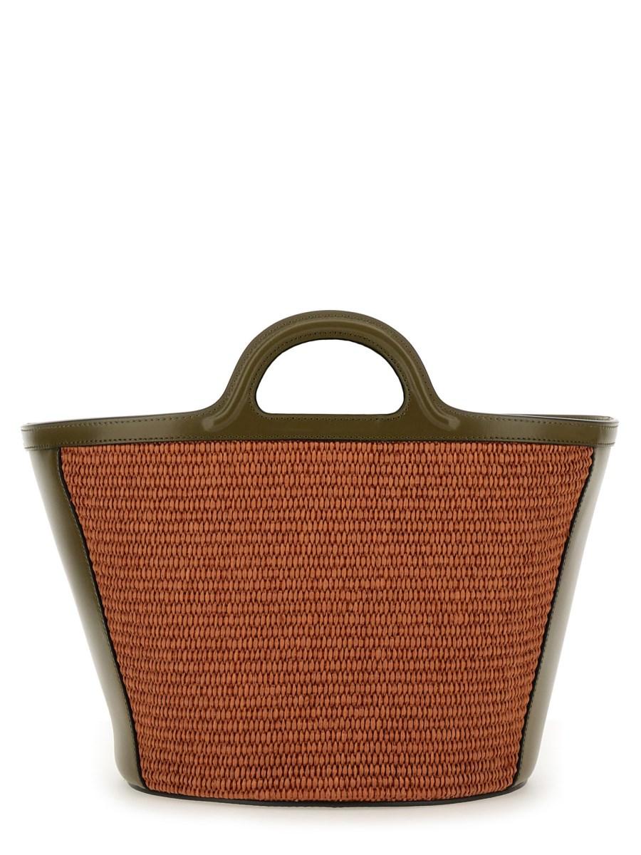 MARNI BORSA TROPICALIA PICCOLA IN PELLE E TESSUTO EFFETO RAFIA