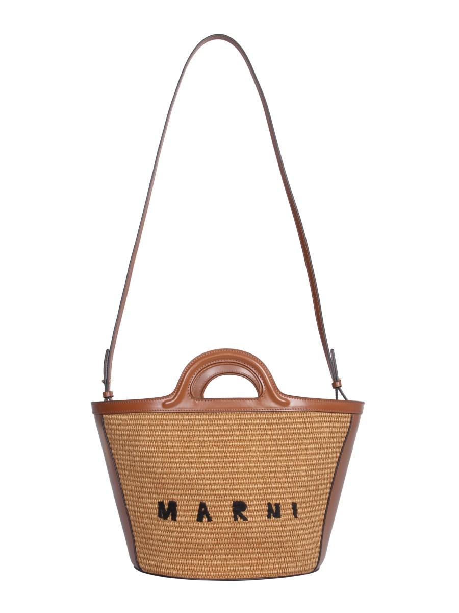 MARNI BORSA TROPICALIA SMALL IN PELLE E RAFIA CON TRACOLLA