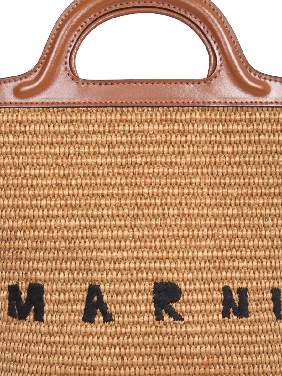 MARNI BORSA TROPICALIA SMALL IN PELLE E RAFIA CON TRACOLLA