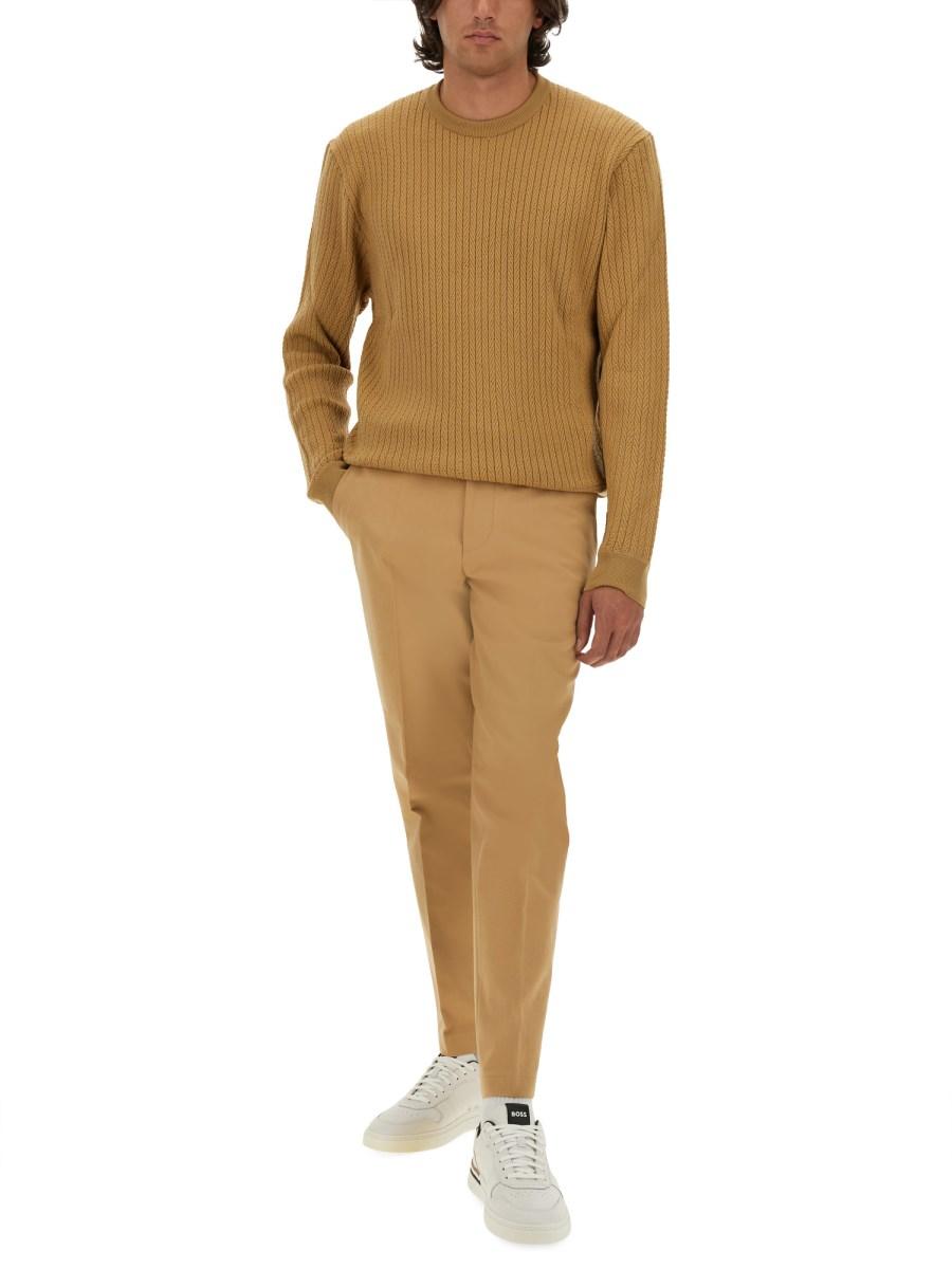BOSS CAMEL MAGLIA ELDO IN LANA