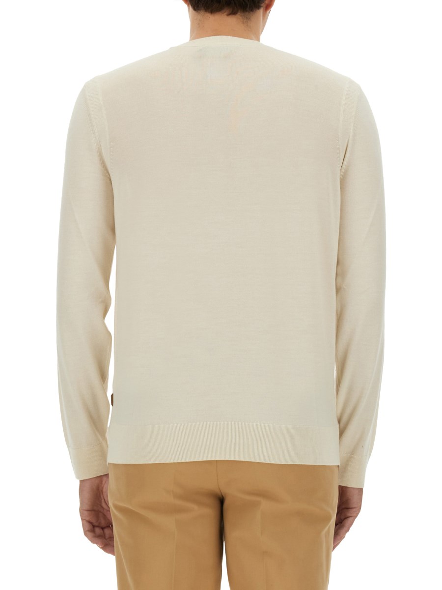 BOSS CAMEL MAGLIA L-OVERO IN LANA