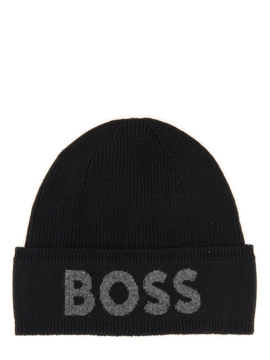 BOSS CAPPELLO BEANIE CON LOGO IN MISTO LANA