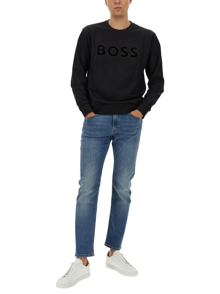 BOSS FELPA IN COTONE CON LOGO