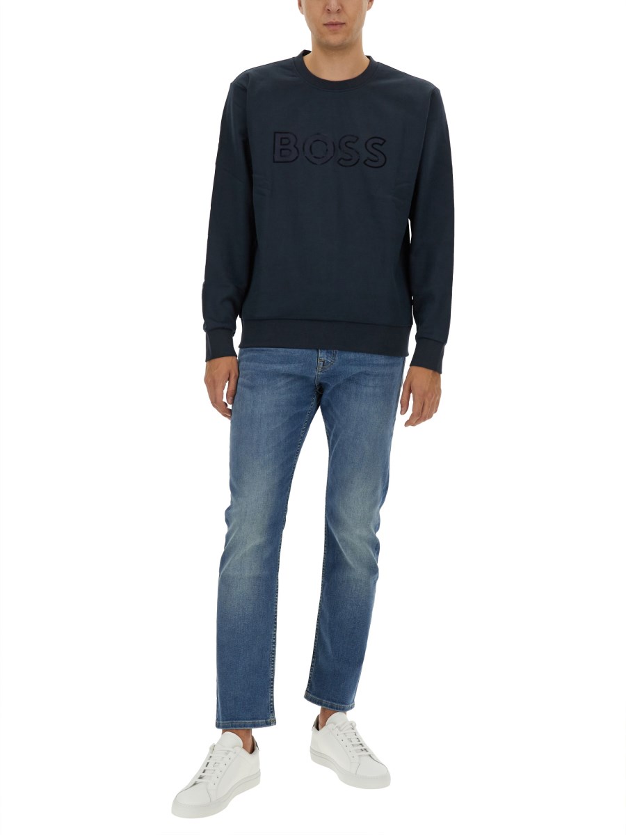 BOSS FELPA IN COTONE CON LOGO