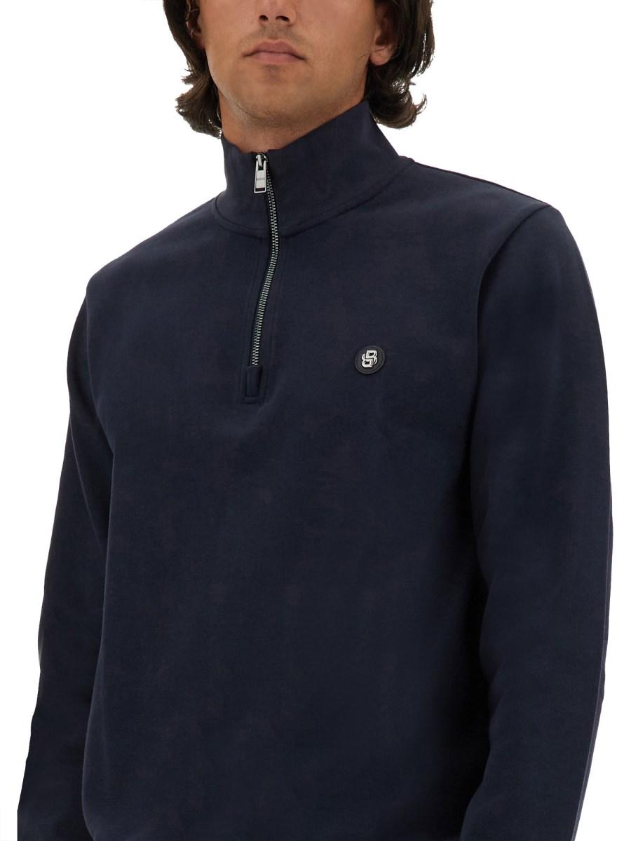 BOSS FELPA IN COTONE CON PATCH LOGO