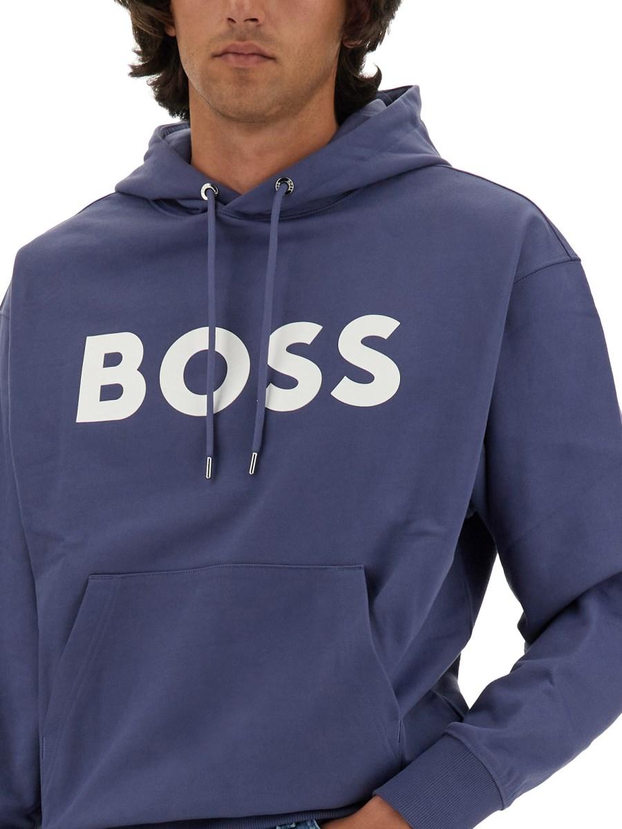 BOSS FELPA IN COTONE CON STAMPA LOGO