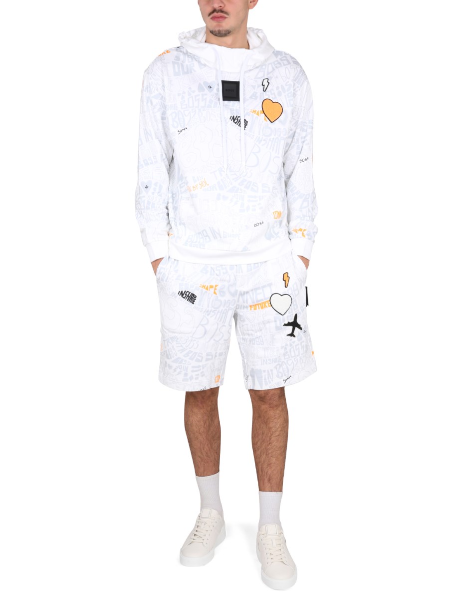 BOSS FELPA IN COTONE CON STAMPA LOGO